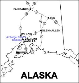 Archangel Road Trailhead Location Map
